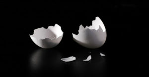 broken egg shells show what can happen to bones during osteoporosis